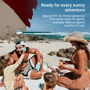 Natural zinc sunscreen with refillable roll-on applicator