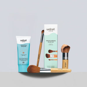 SPF 40 BB cream set with makeup brushes featuring natural face sunscreen and makeup brush set.