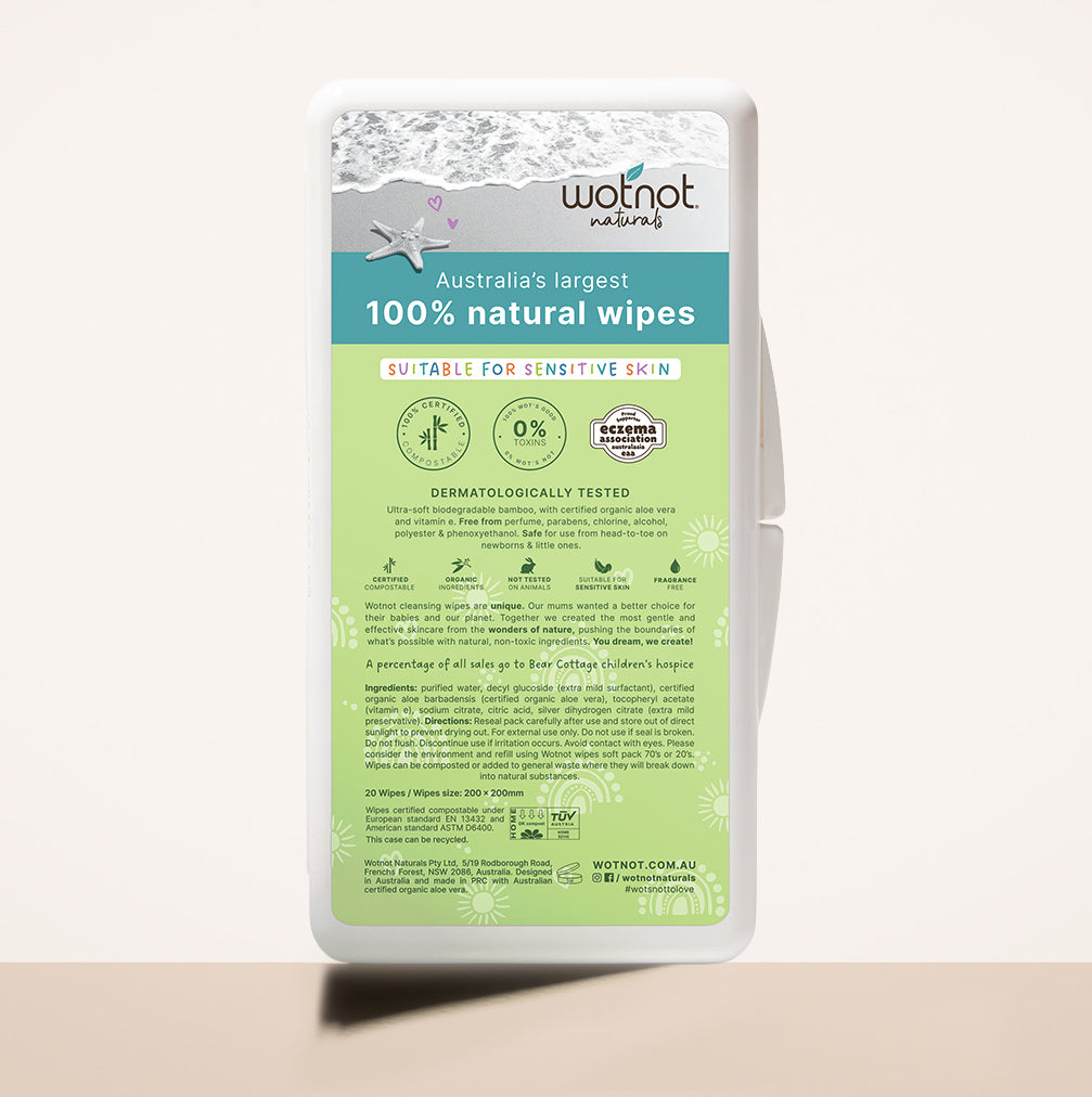 Biodegradable baby wipes travel case